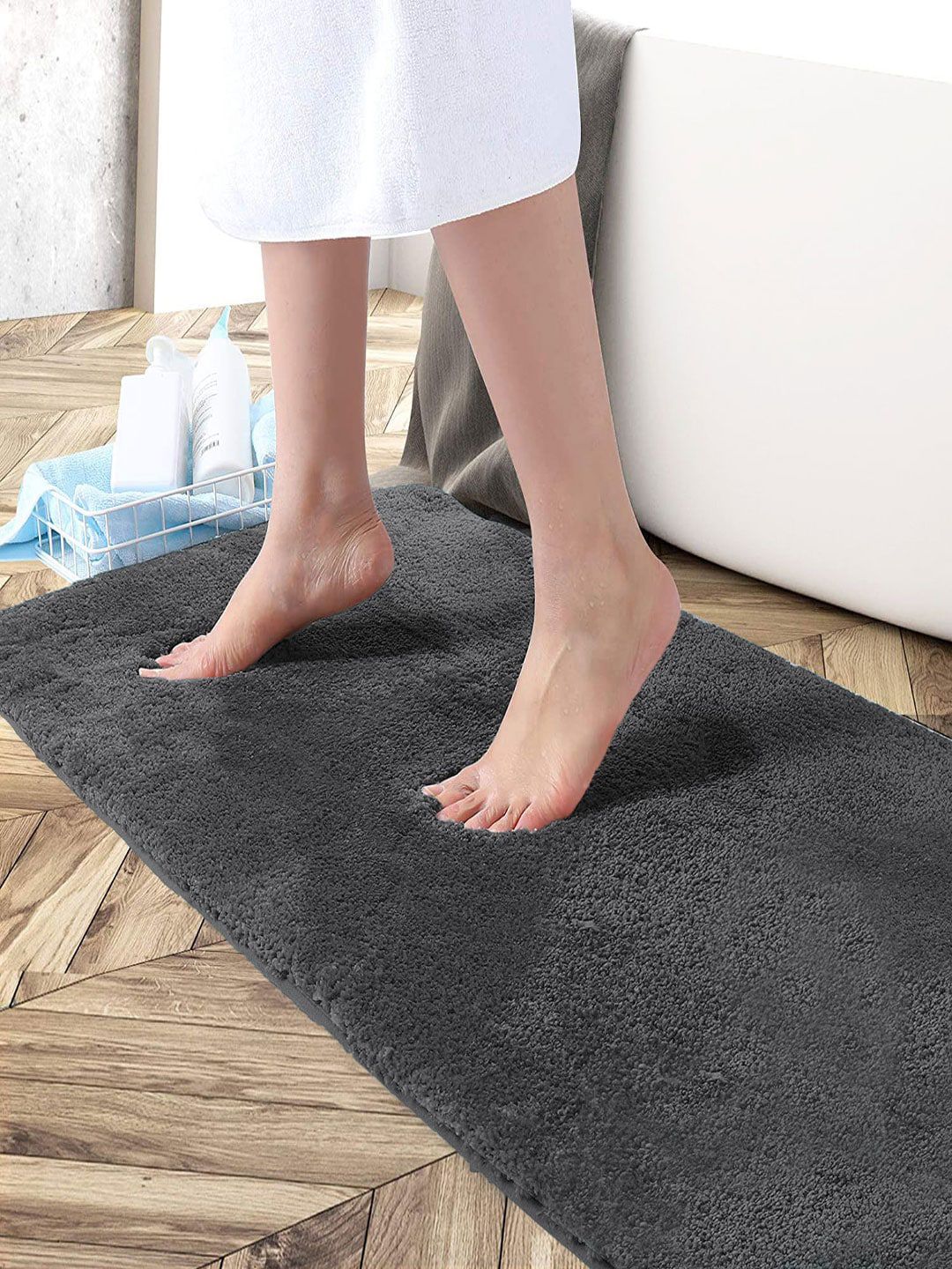 LUXEHOME INTERNATIONAL Grey Solid Anti Skid Doormat Price in India