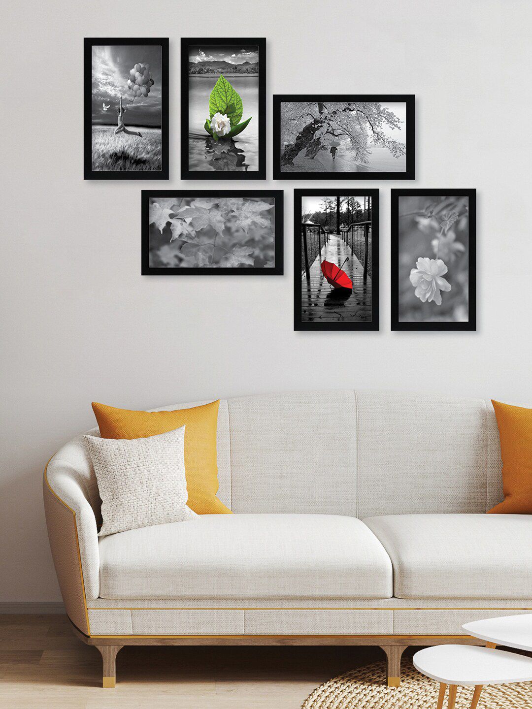 RANDOM Set Of 6 Black Solid Wall Photo Frames Price in India