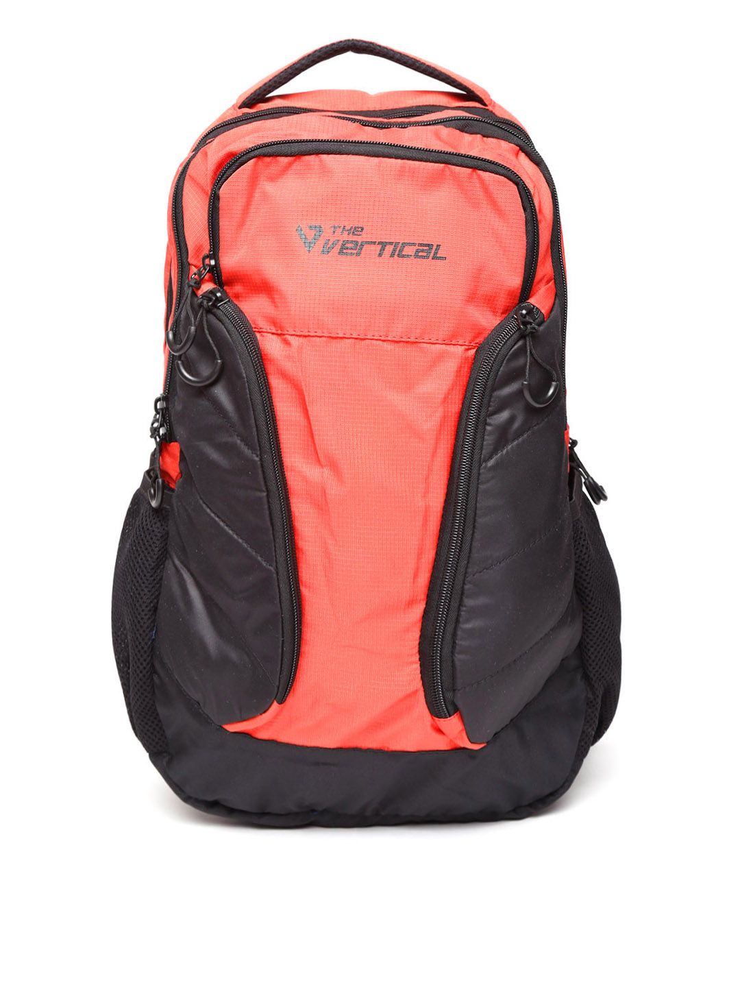 THe VerTicaL Unisex Coral Orange & Black Water-Resistant Colourblocked Laptop Backpack Price in India