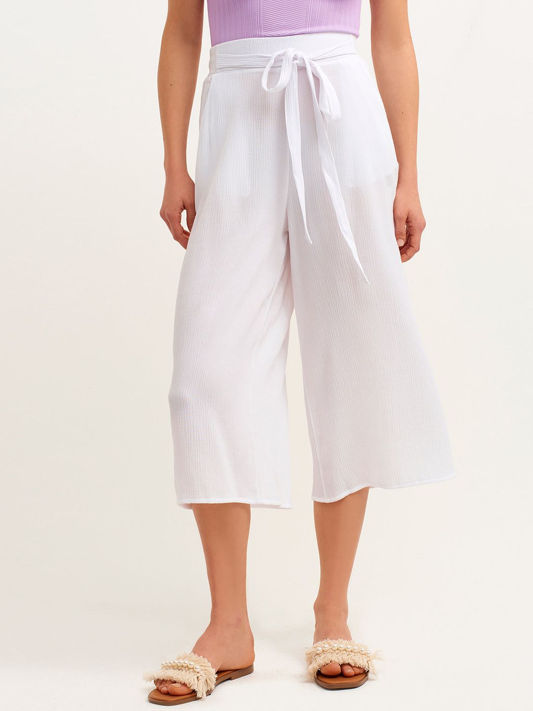 OXXO Women White Loose Fit High-Rise Culottes Price in India