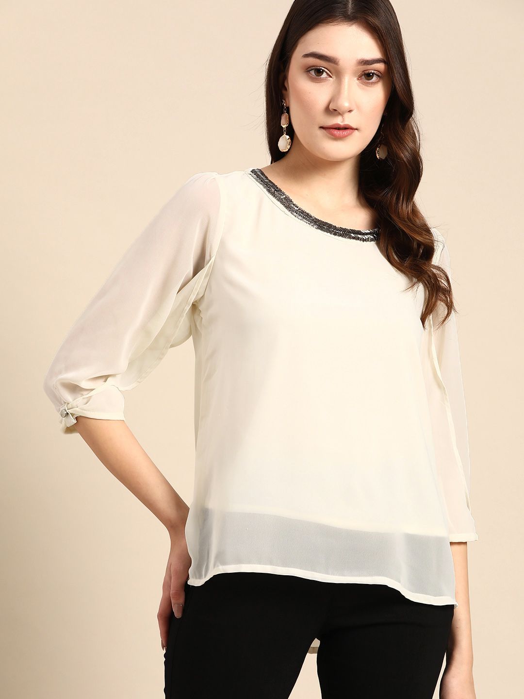 all about you Solid Jewel Neck Top Price in India
