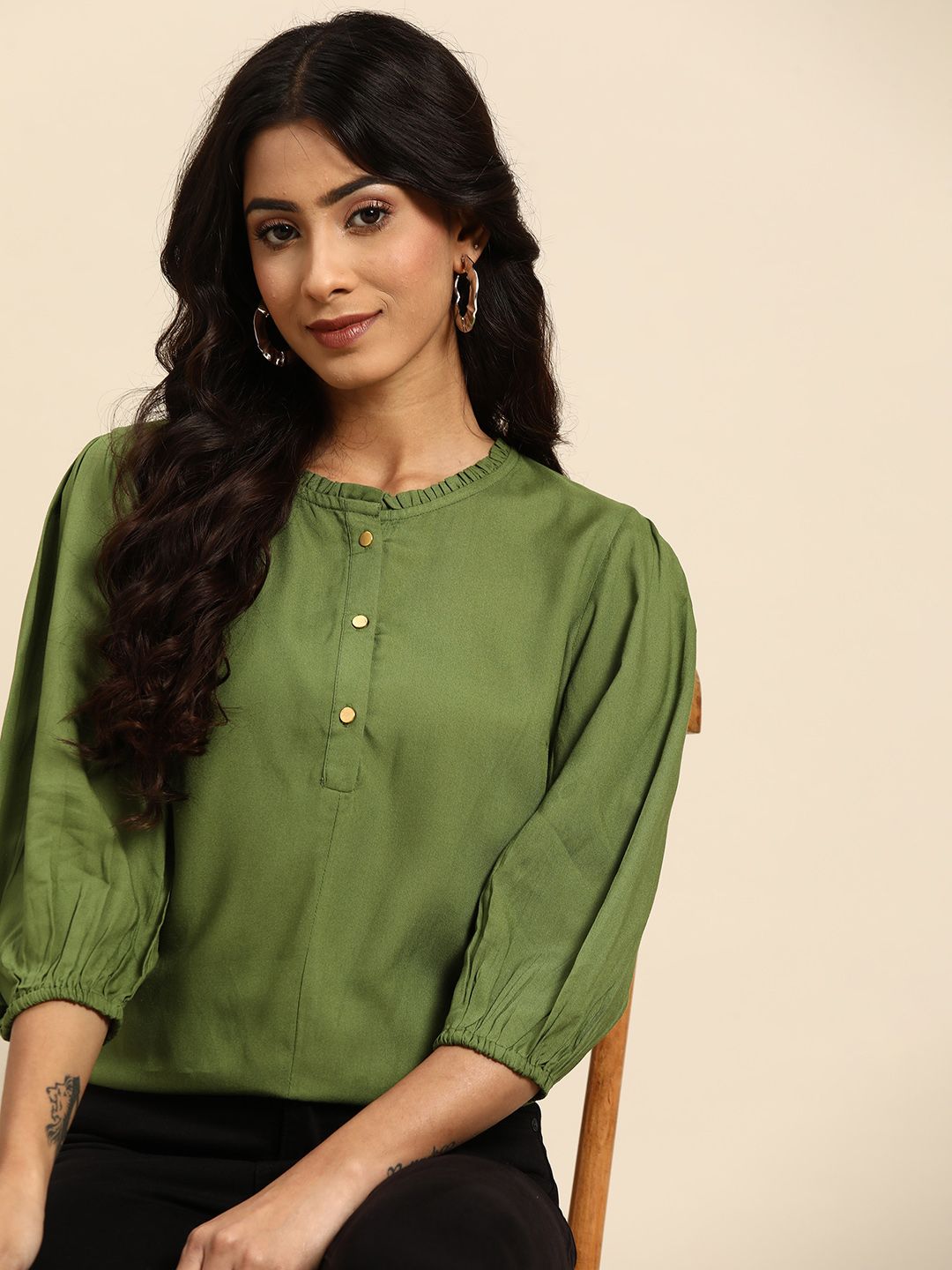 all about you Green Solid Top Price in India