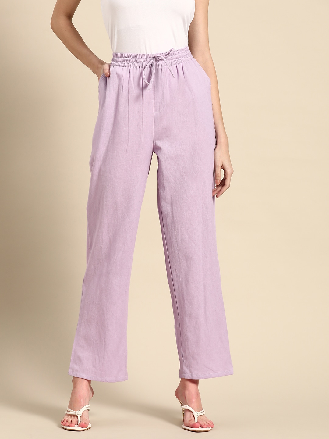 all about you Women Lavender Comfort Trousers Price in India