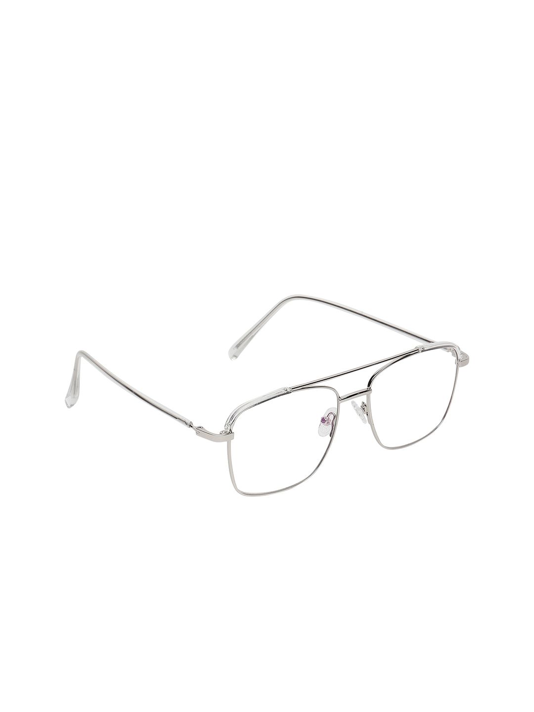 SCAGLIA Clear Lens & Silver-Toned Square Sunglasses with UV Protected Lens Price in India