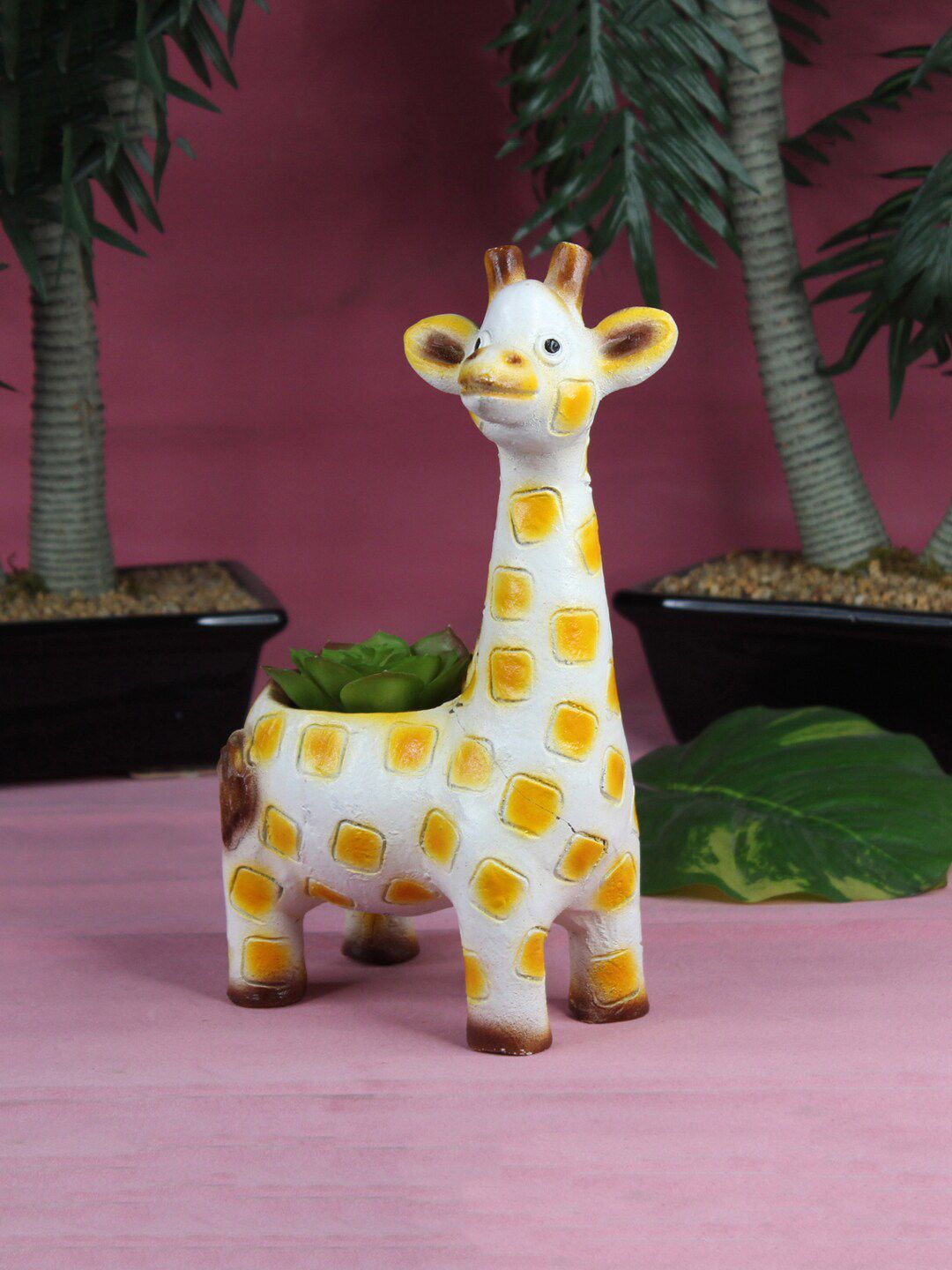 Wonderland White & Yellow Cute Giraffe Succulents Planter Price in India