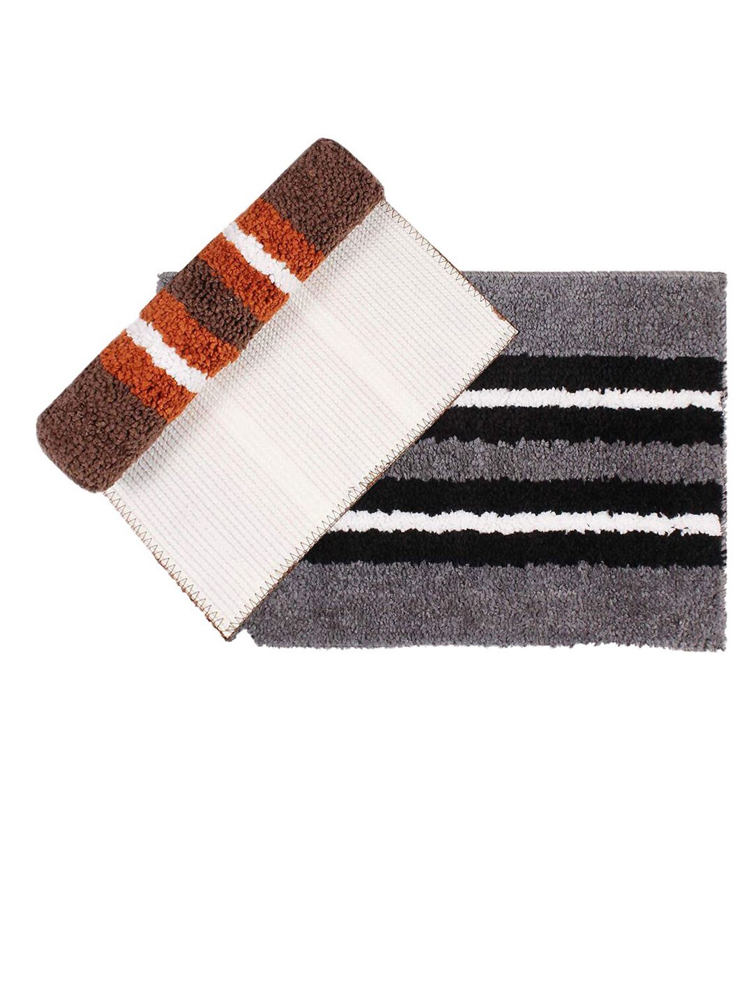 LUXEHOME INTERNATIONAL Set of 2 Striped Bath Rugs Price in India