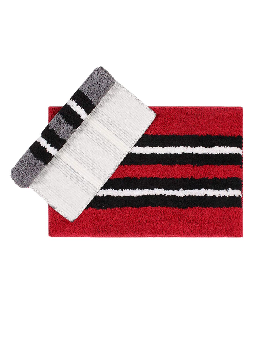 LUXEHOME INTERNATIONAL Set of 2 Striped 1800GSM Bath Rugs Price in India