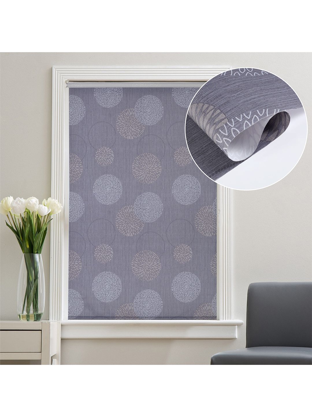 Deco Window Grey & White Geometric Room Darkening Window Blinds Price in India