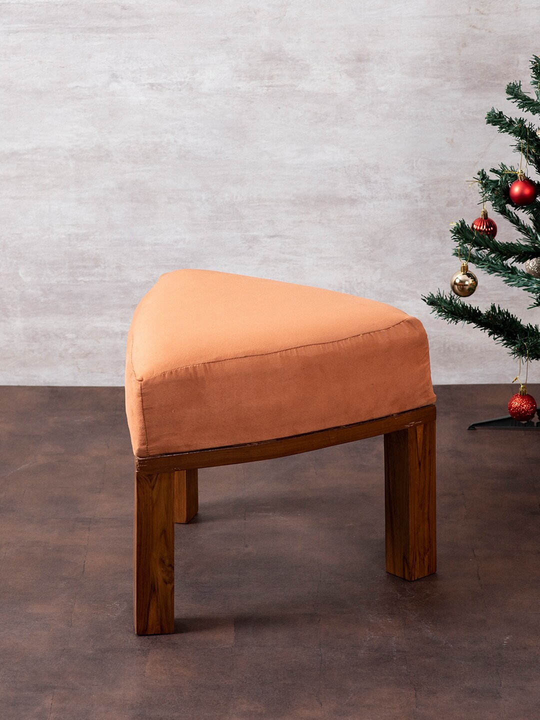 Nestroots Orange & Brown Solid Ottoman Price in India