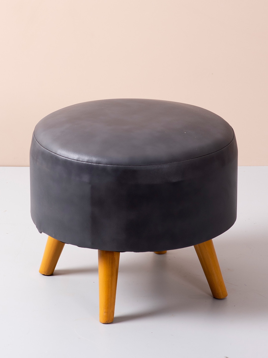 nestroots Black Solid Wooden Ottomans Price in India