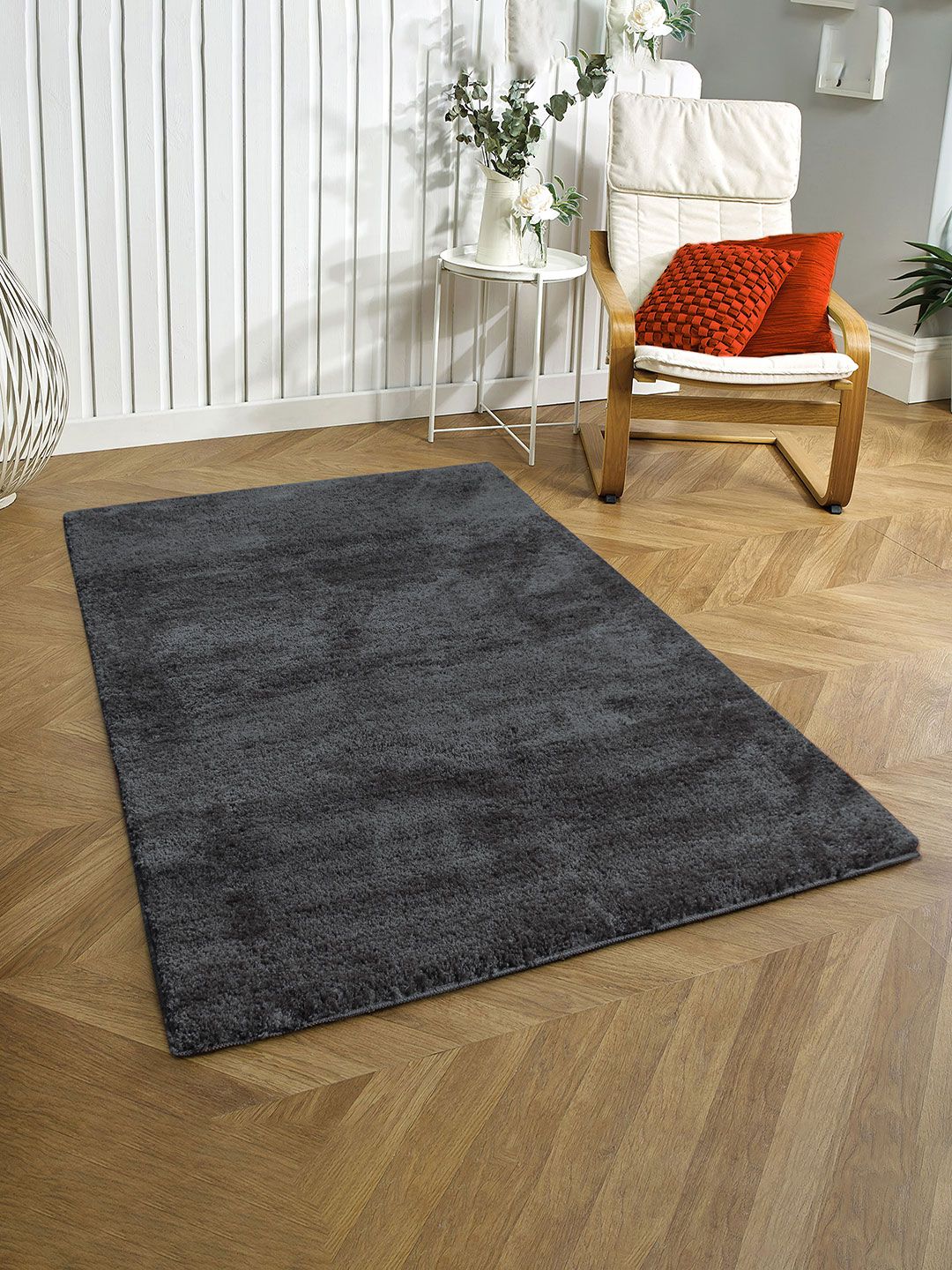 LUXEHOME INTERNATIONAL Grey Solid Anti Skid Carpet Price in India
