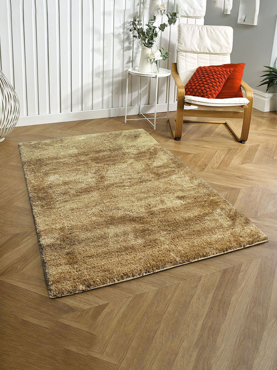 LUXEHOME INTERNATIONAL Yellow Solid Anti-Skid Rectangular Carpet Price in India