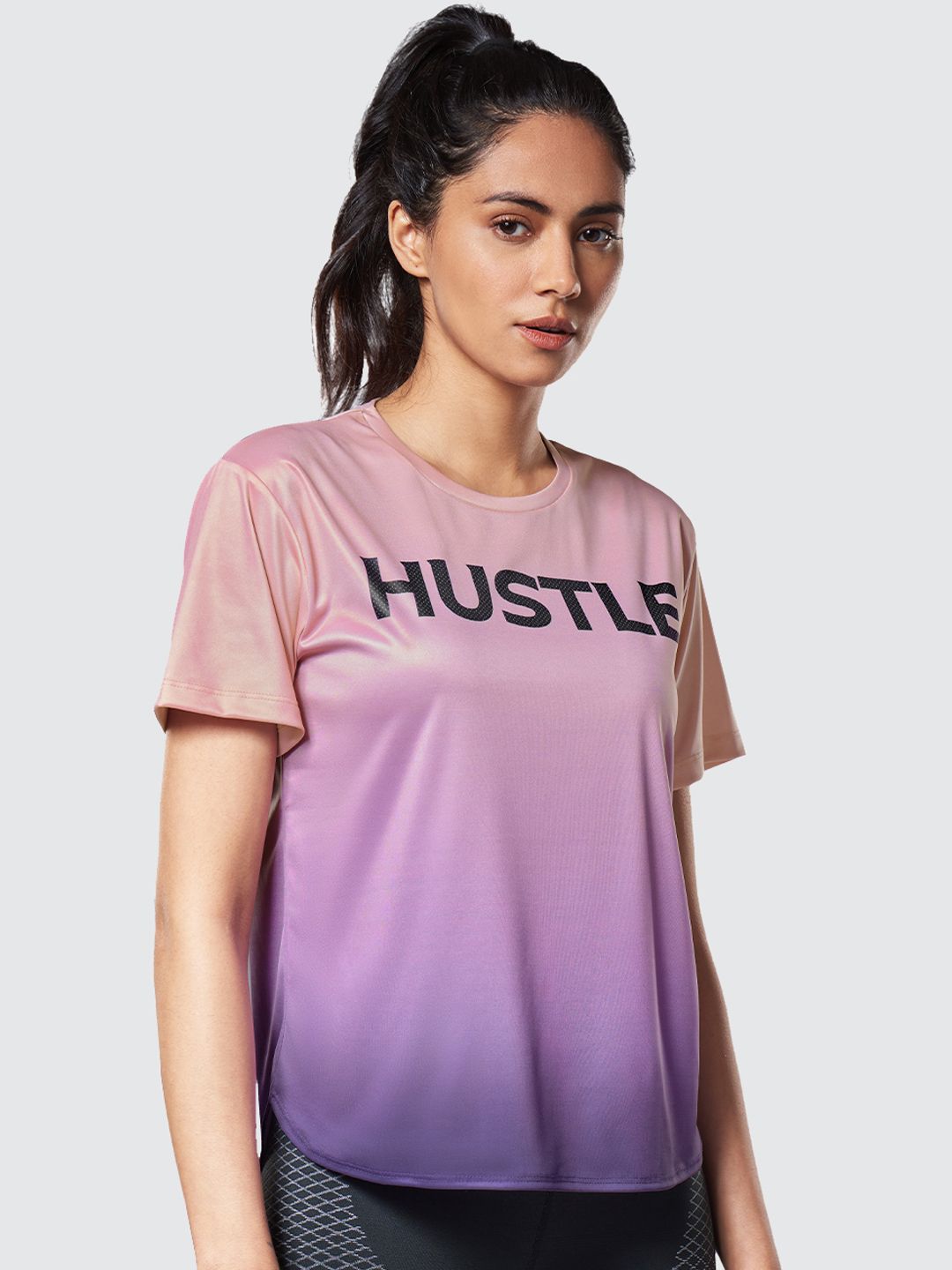 The Souled Store Women Purple Ombre Sports T-shirt Price in India