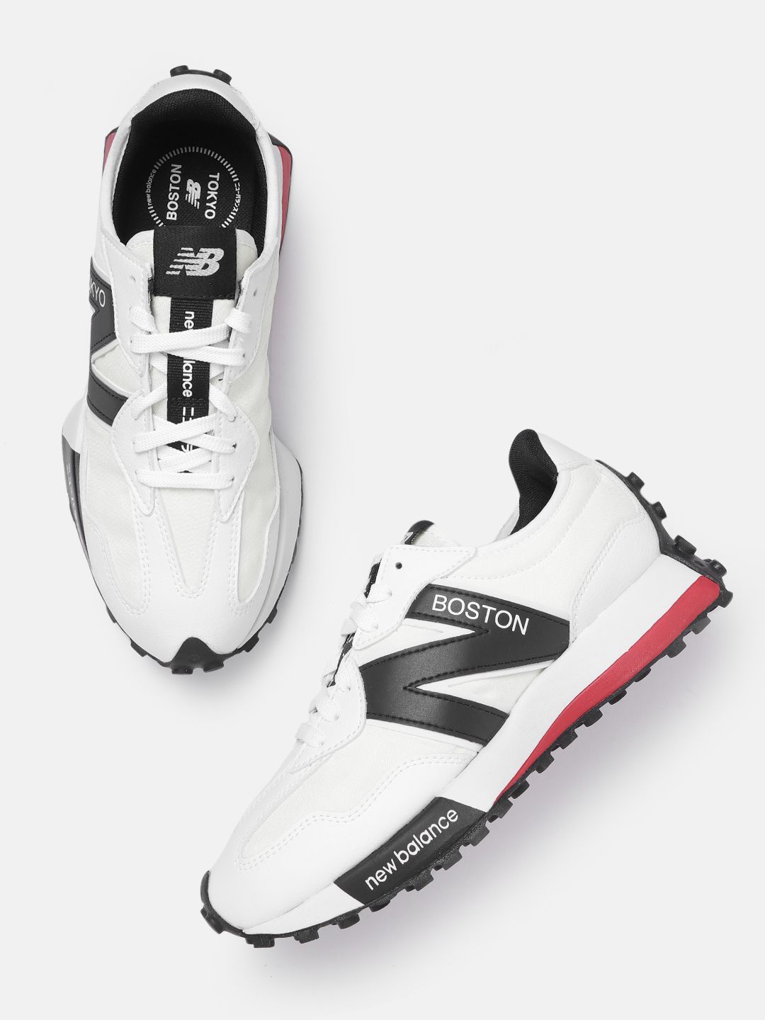 New Balance Men White & Black Colourblocked Suede Sneakers