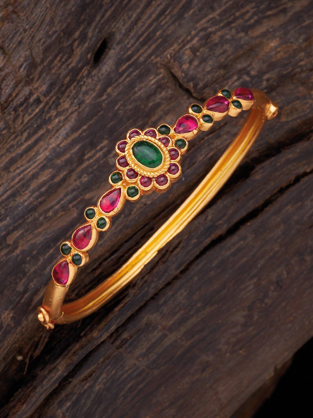 Kushal's Fashion Jewellery Women Rust & Red Silver Gold-Plated Kada Bracelet Price in India