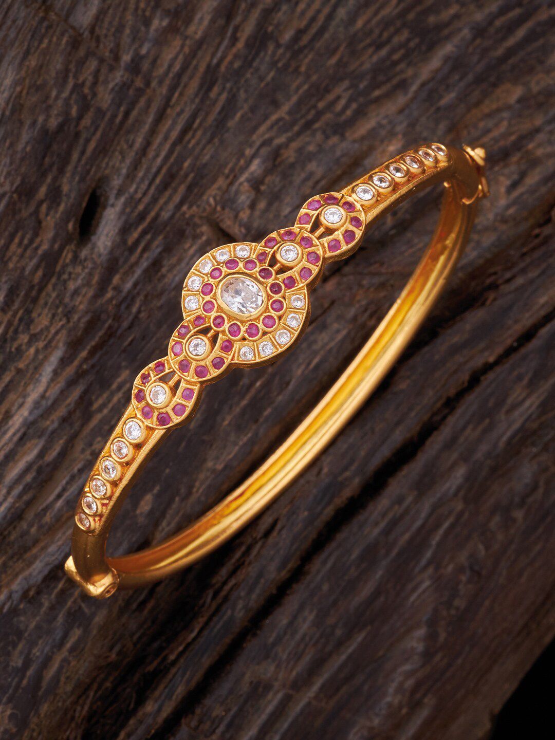 Kushals Fashion Jewellery Women Gold-Plated & Red Silver Kada Bracelet Price in India