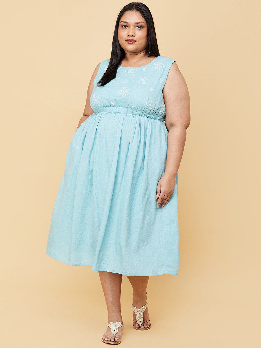 max Women Plus Size Blue Midi Dress Price in India