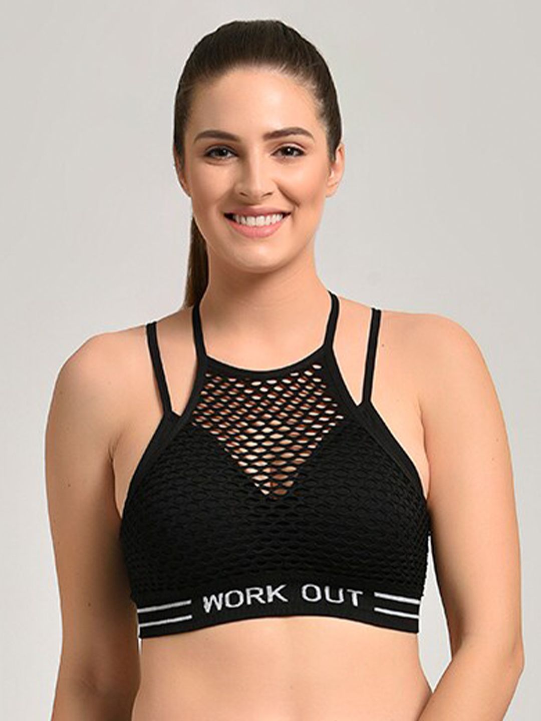 MAKCLAN Black Bra Lightly Padded Workout Bra Price in India