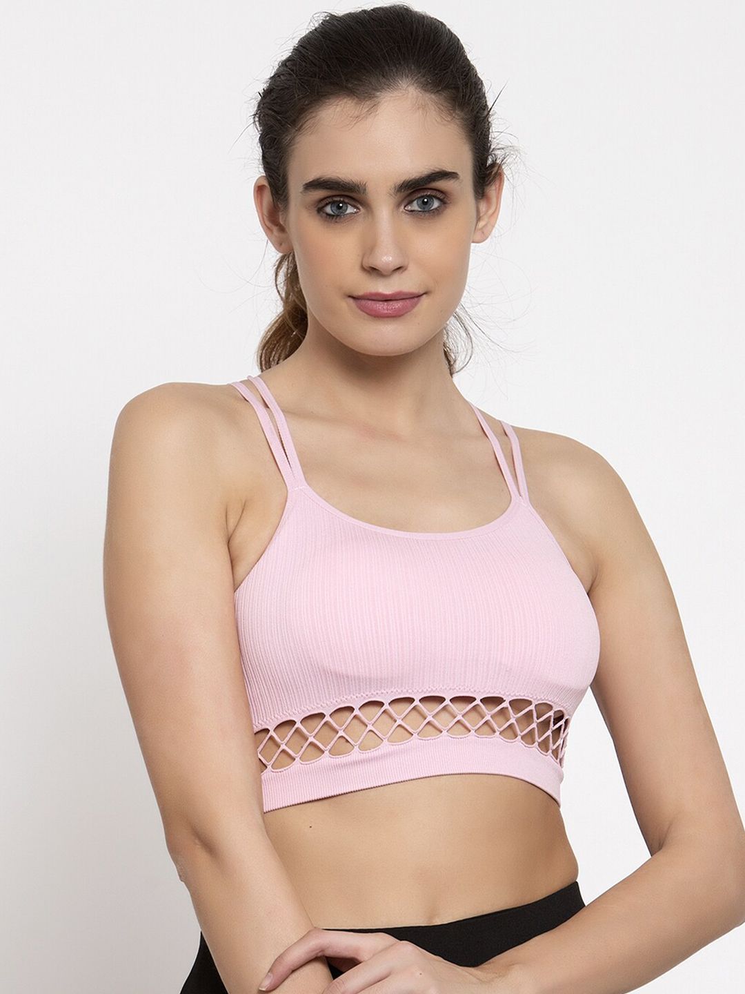 MAKCLAN Pink Sports Bra - Lightly Padded Price in India