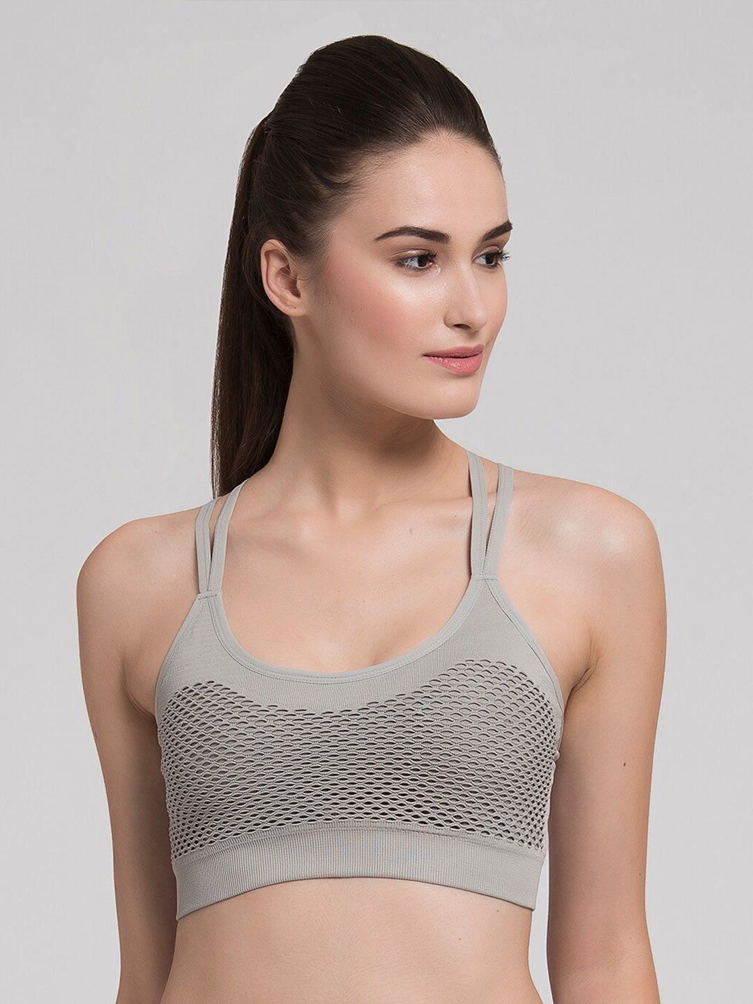 MAKCLAN Grey Bra Lightly Padded Workout Bra Price in India