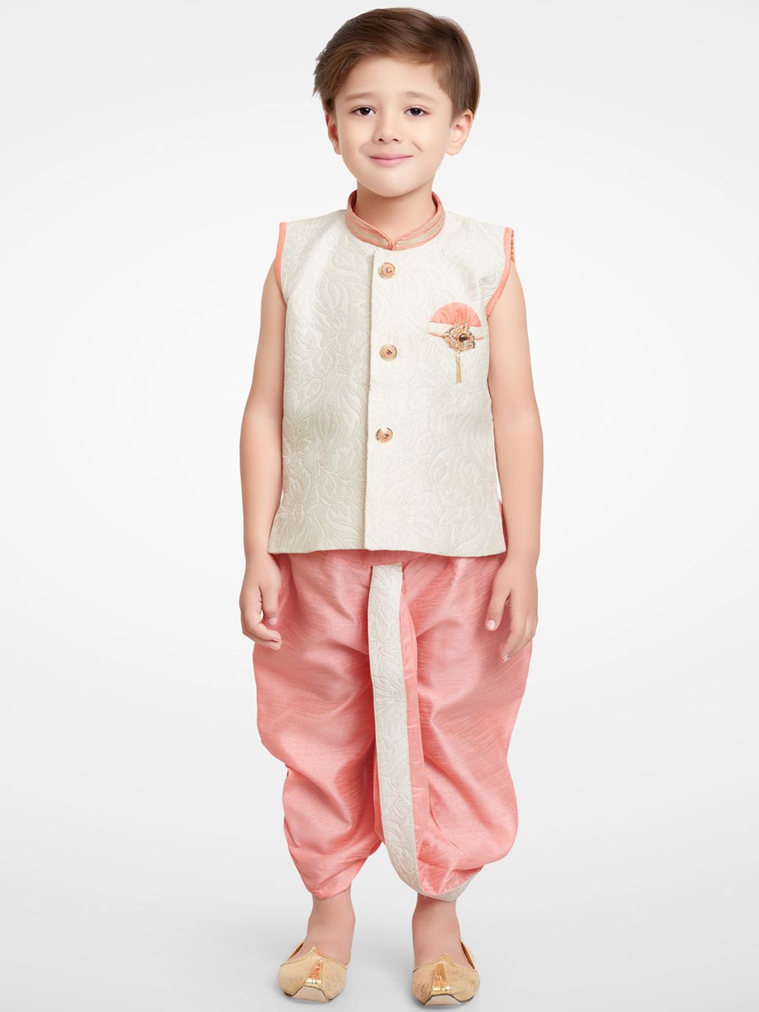 Jeetethnics Boys Peach-Coloured Kurta with Dhoti Pants