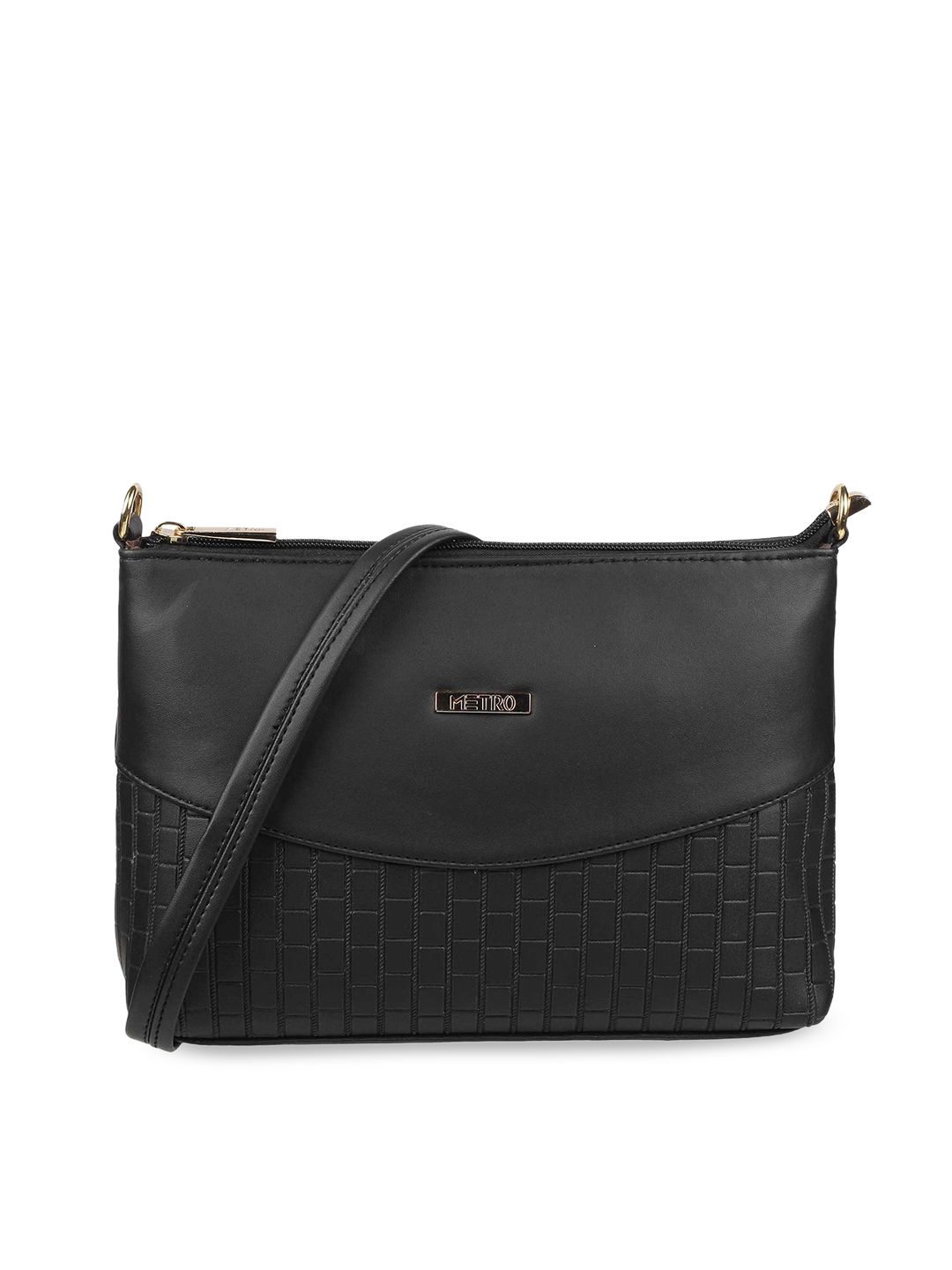 Metro Black PU Structured Sling Bag with Fringed Price in India