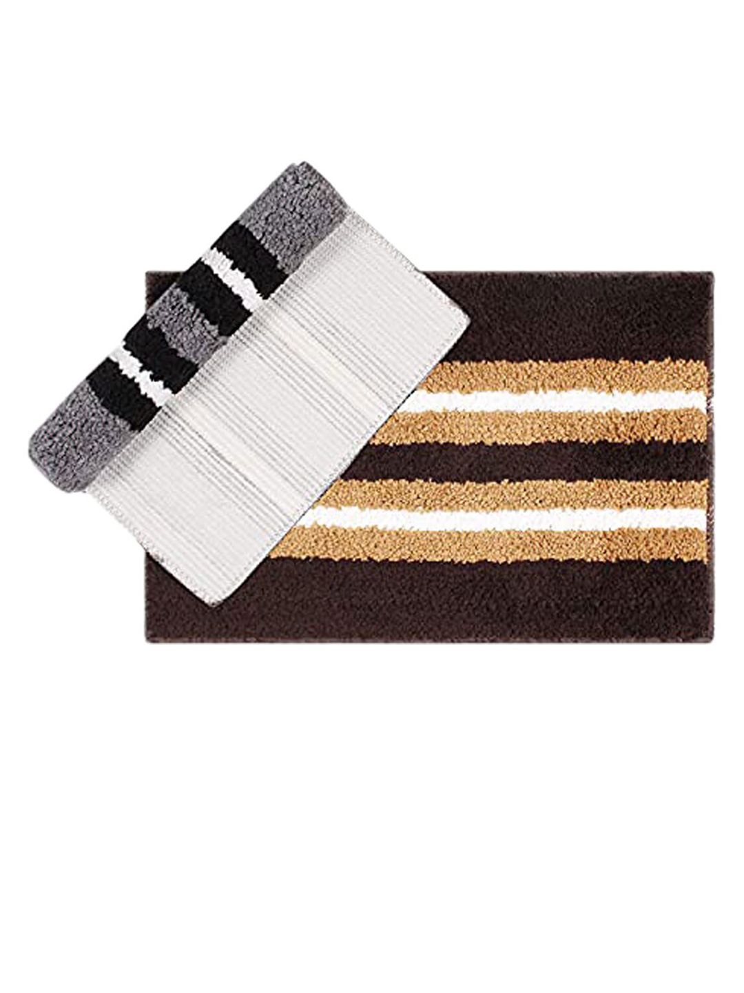 LUXEHOME INTERNATIONAL Set Of 2 Striped 1800 GSM Door Mats Price in India