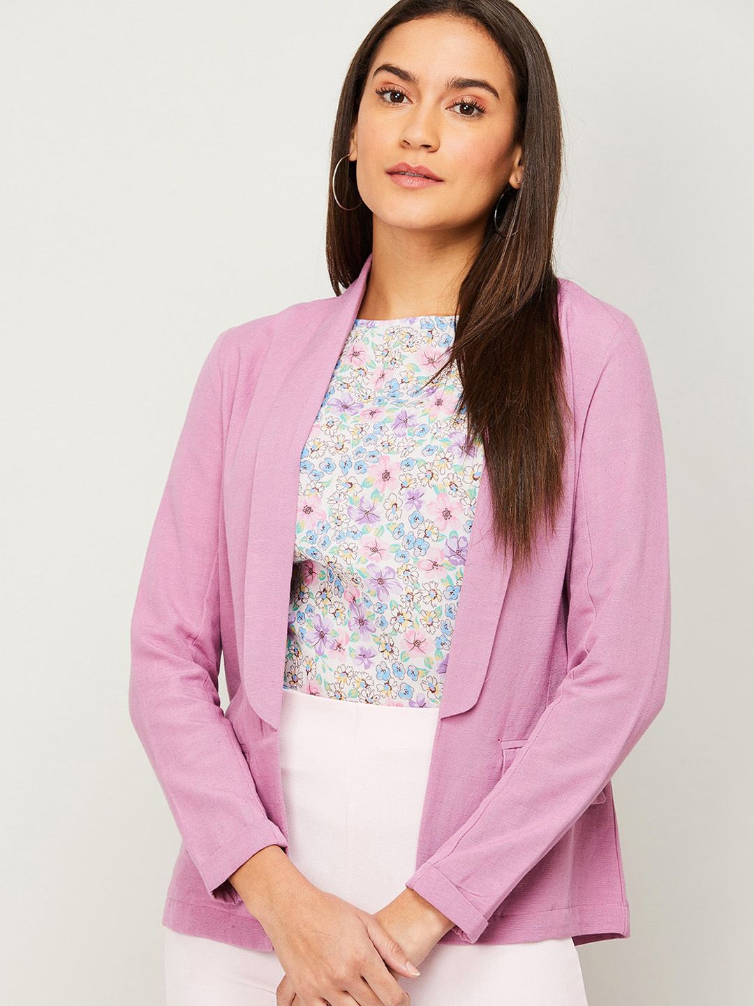 Bossini Women Pink Open Front Jacket Price in India