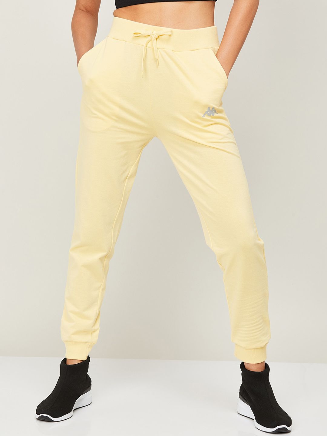 Kappa Women Yellow Solid Cotton Joggers Price in India