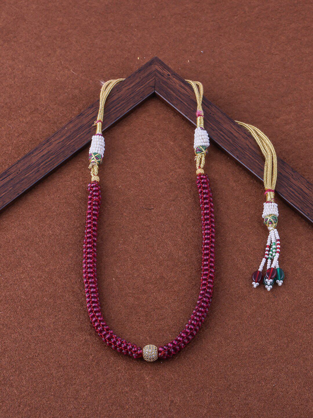 Brandsoon Maroon & White Brass Choker Necklace Price in India