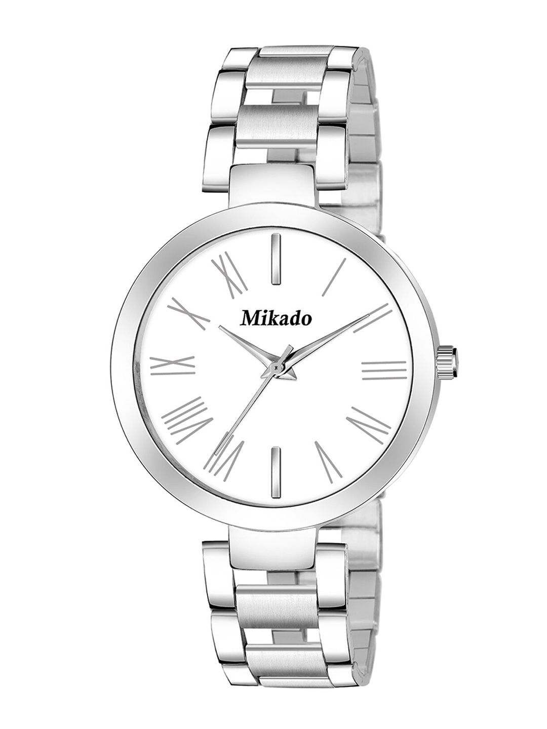 Mikado Women White Brass Dial & Silver Toned Stainless Steel Straps Analogue Watch Price in India