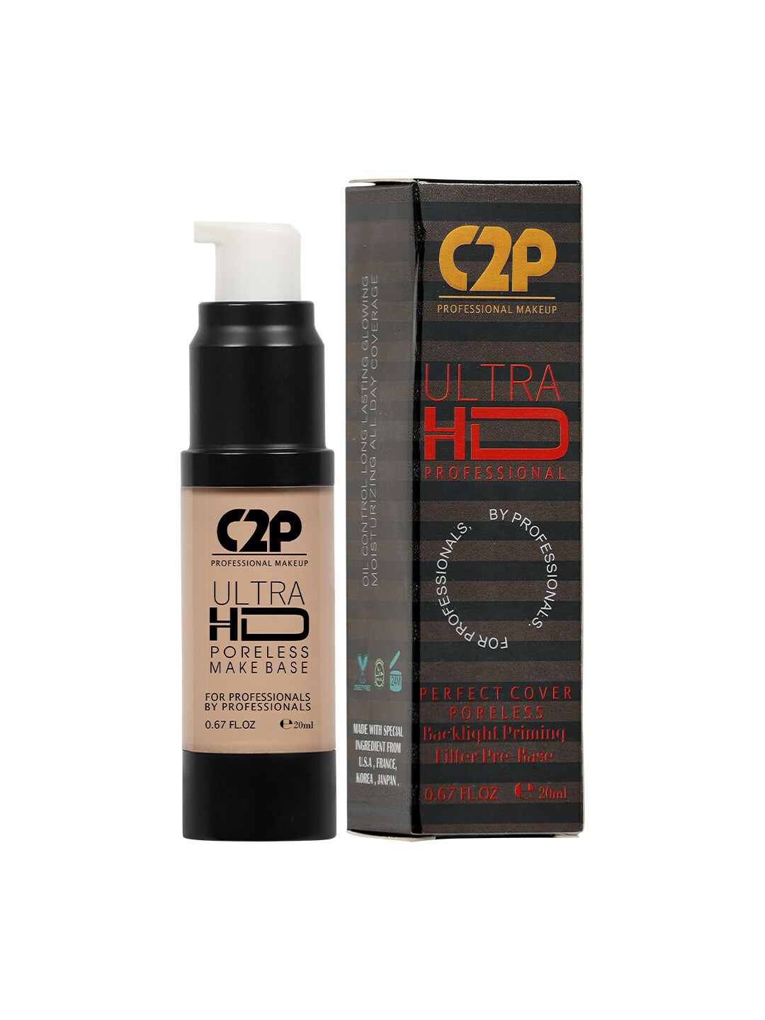 C2P PROFESSIONAL MAKEUP Ultra HD Perfect Cover Poreless Pre-Base Primer - Nude Price in India