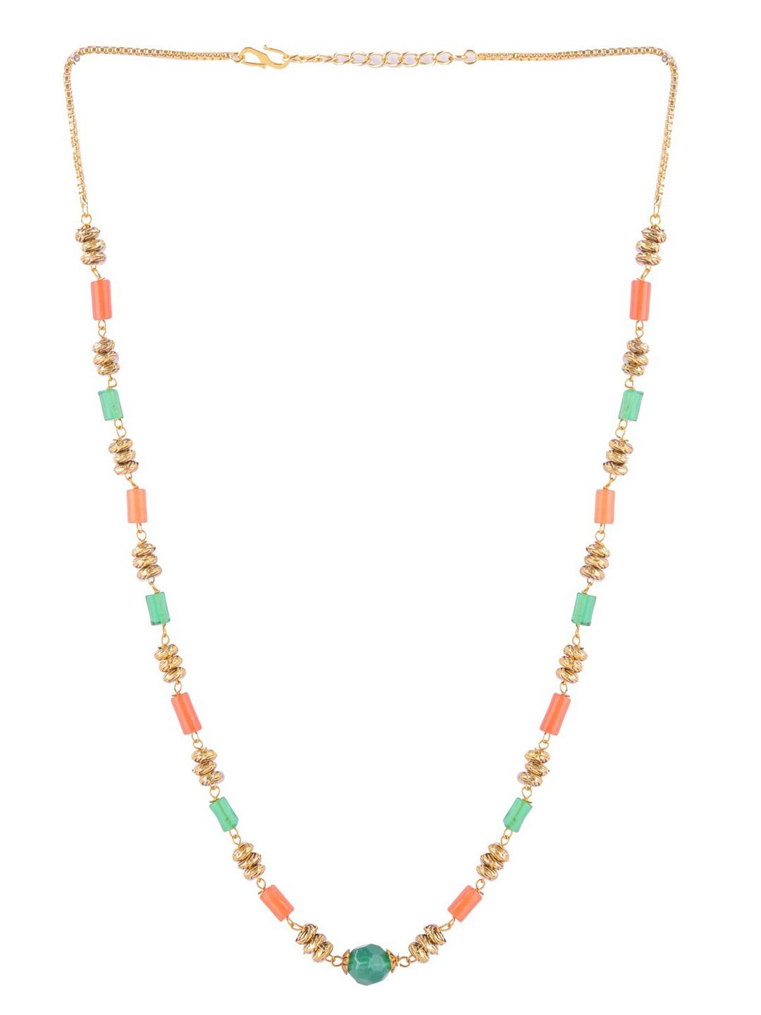 Brandsoon Orange & Green Brass Necklace Price in India