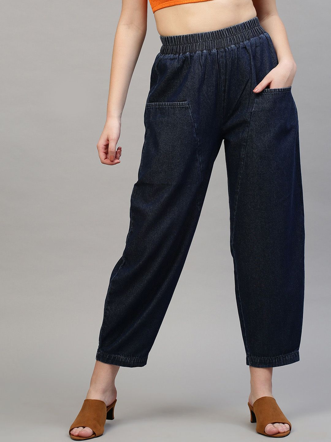 TARAMA Women Blue Jogger High-Rise Jeans Price in India