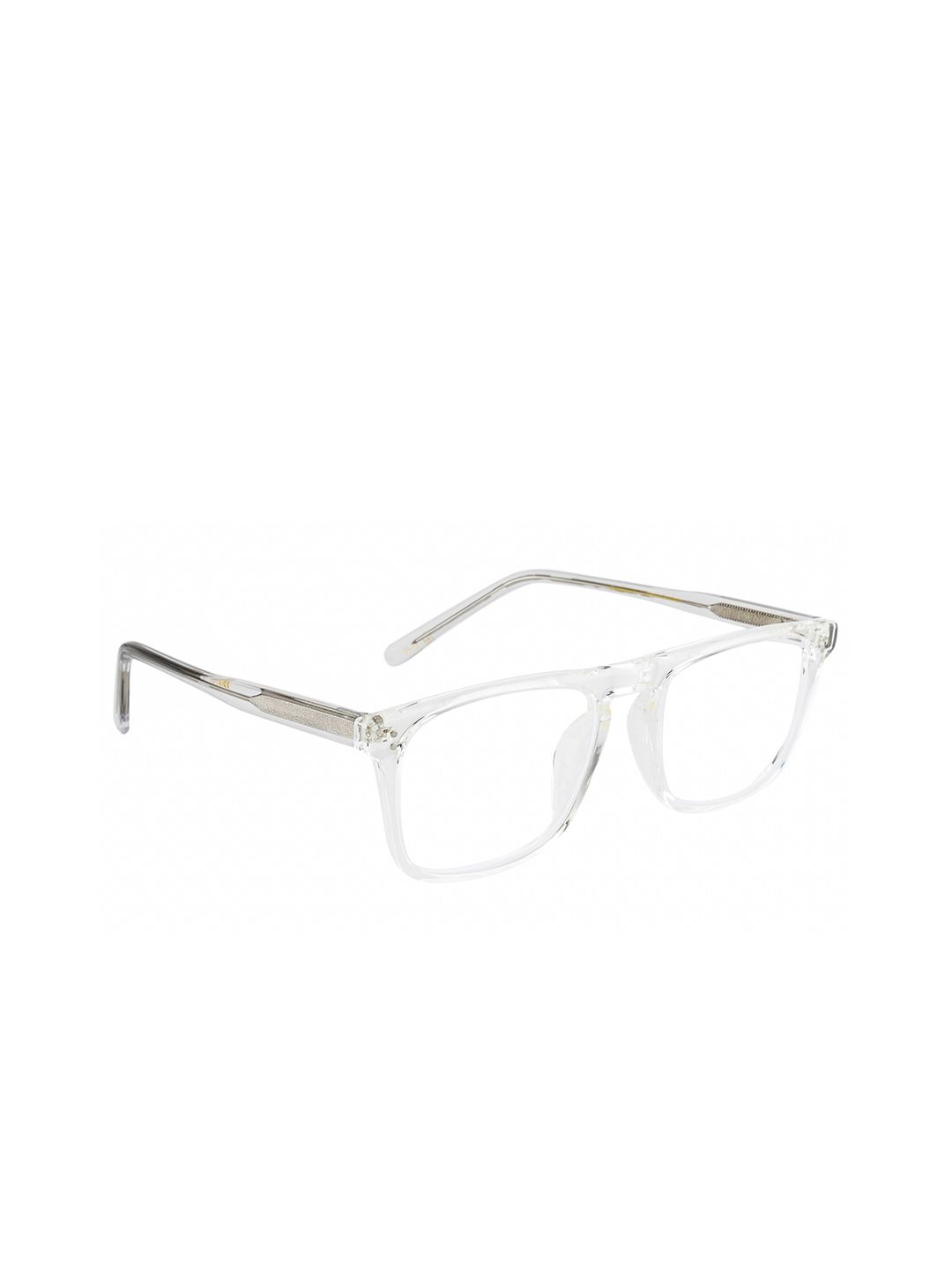 Ted Smith Unisex Transparent & Silver-Toned Full Rim Wayfarer Frames Price in India