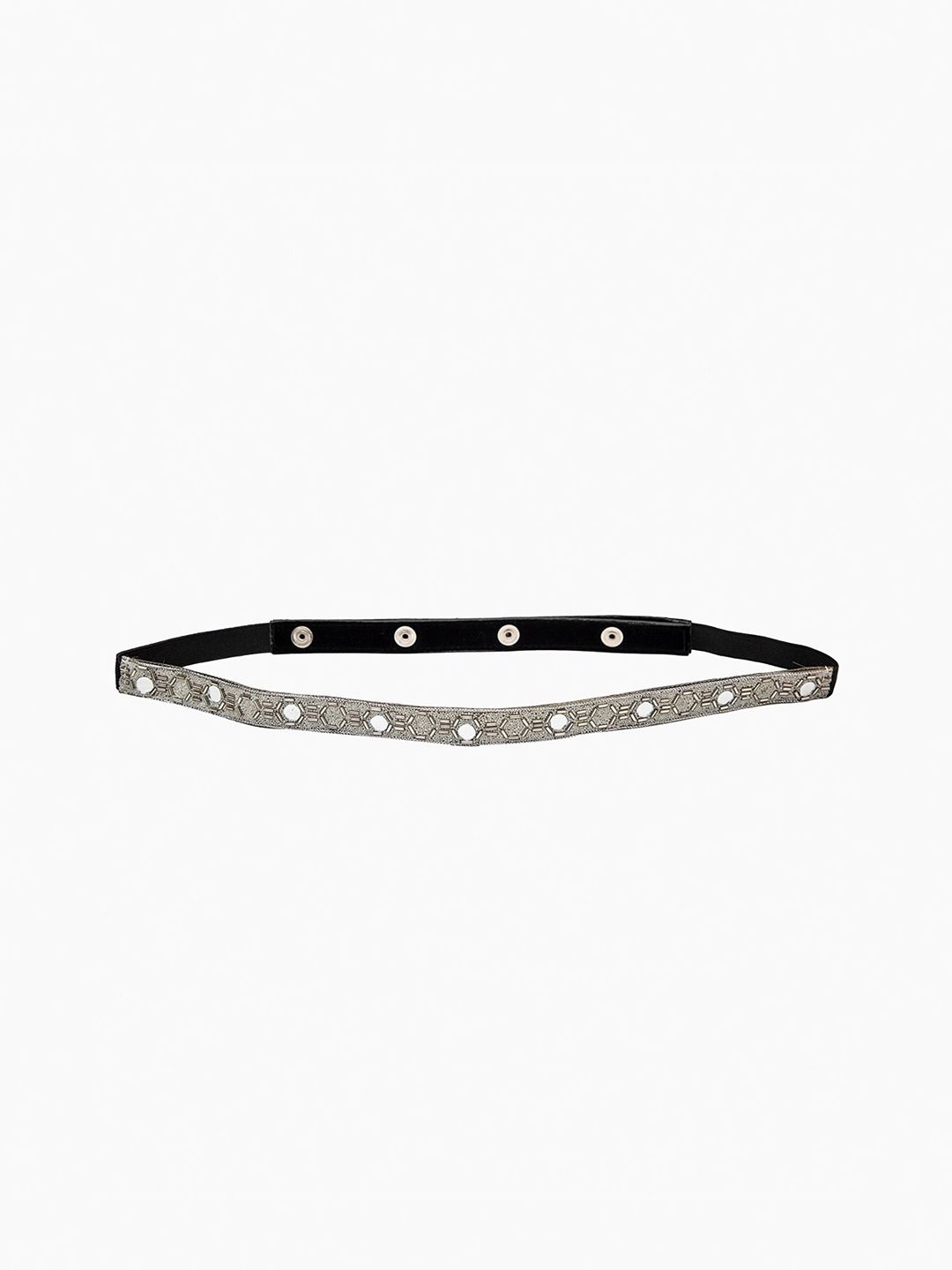 DEEBACO Women Silver-Toned Mirror Embellished PU Belt Price in India