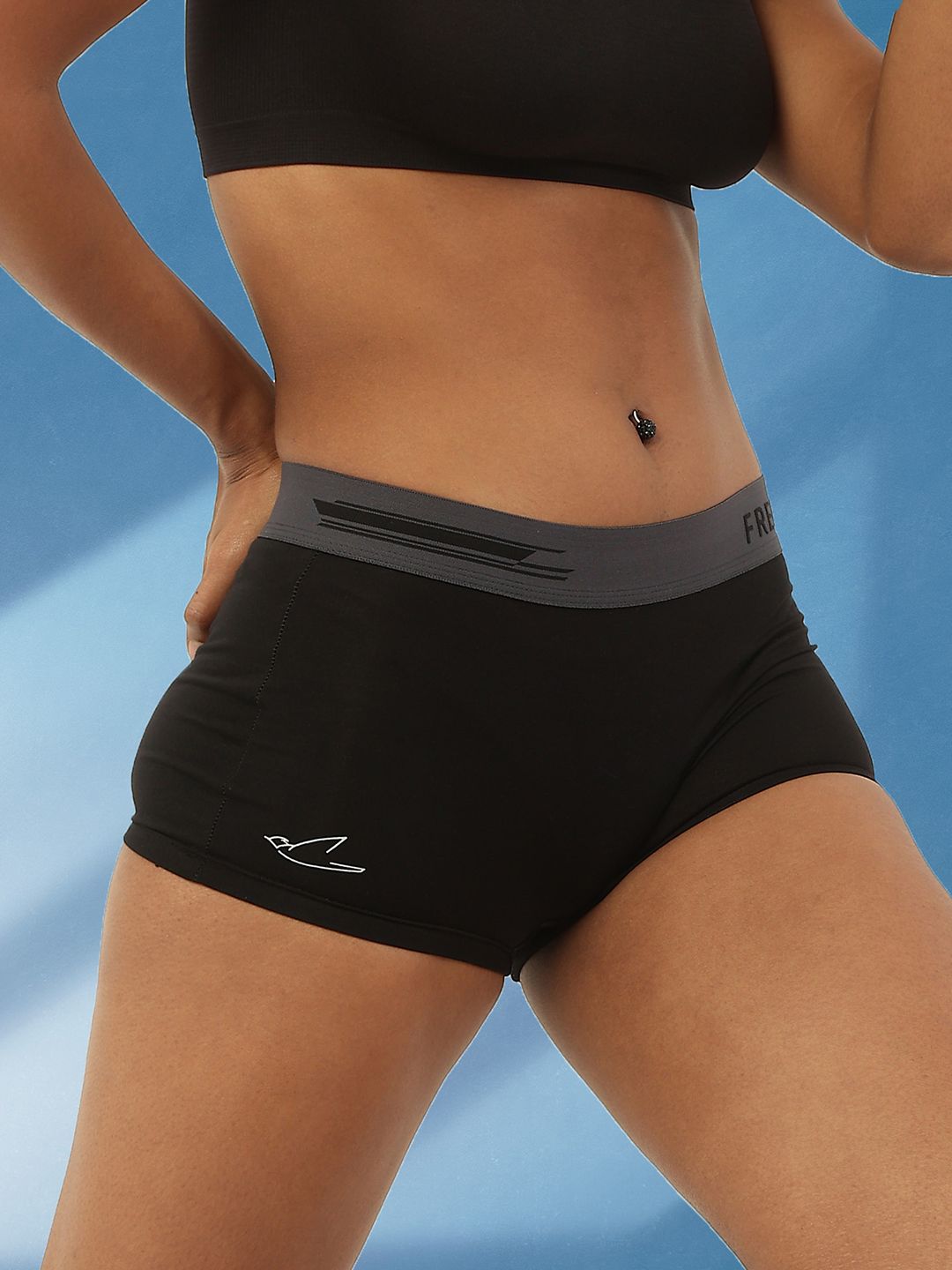 FREECULTR Women Black Solid Micro Modal Boy Shorts Briefs