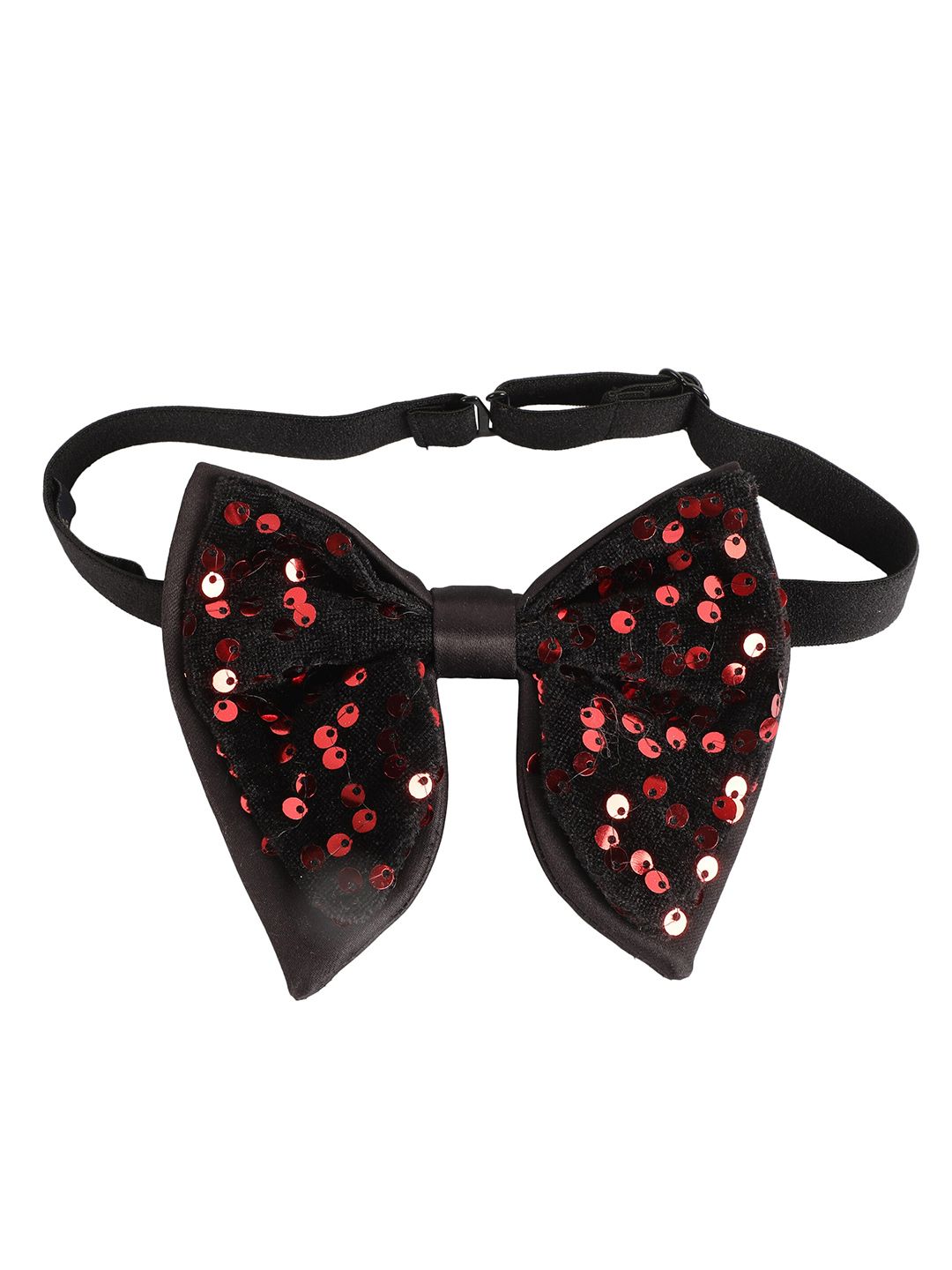 Alvaro Castagnino Men Black & Red Sequined Party Bow Tie
