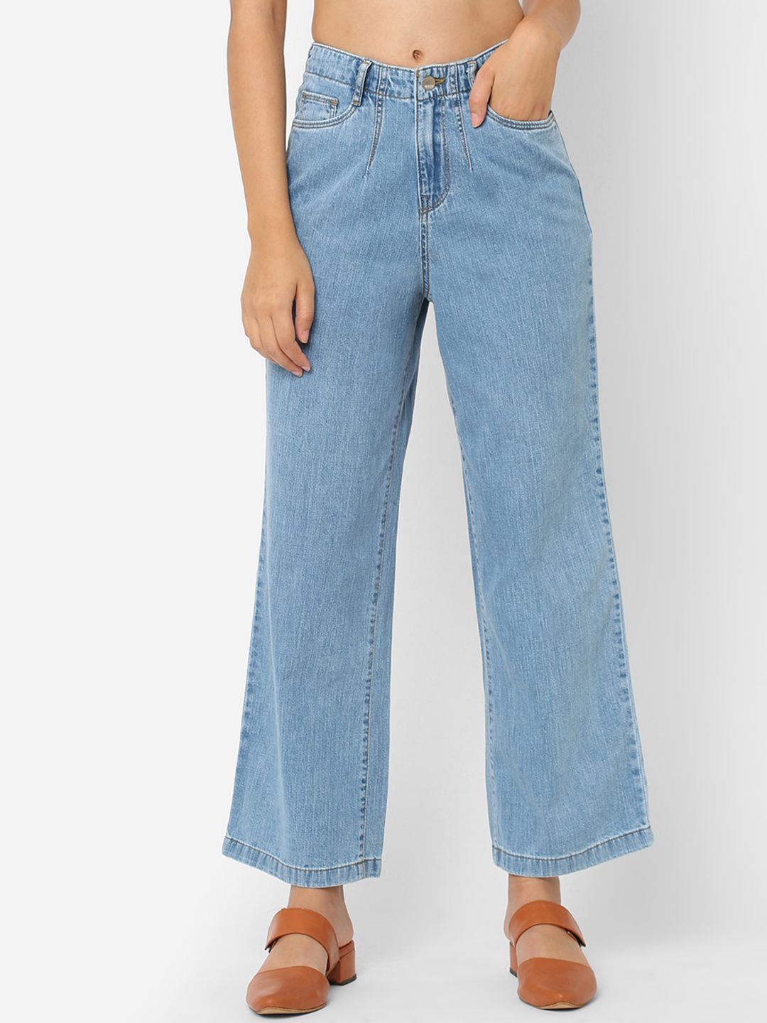 Kraus Jeans Women Blue Wide Leg High-Rise Jeans Price in India