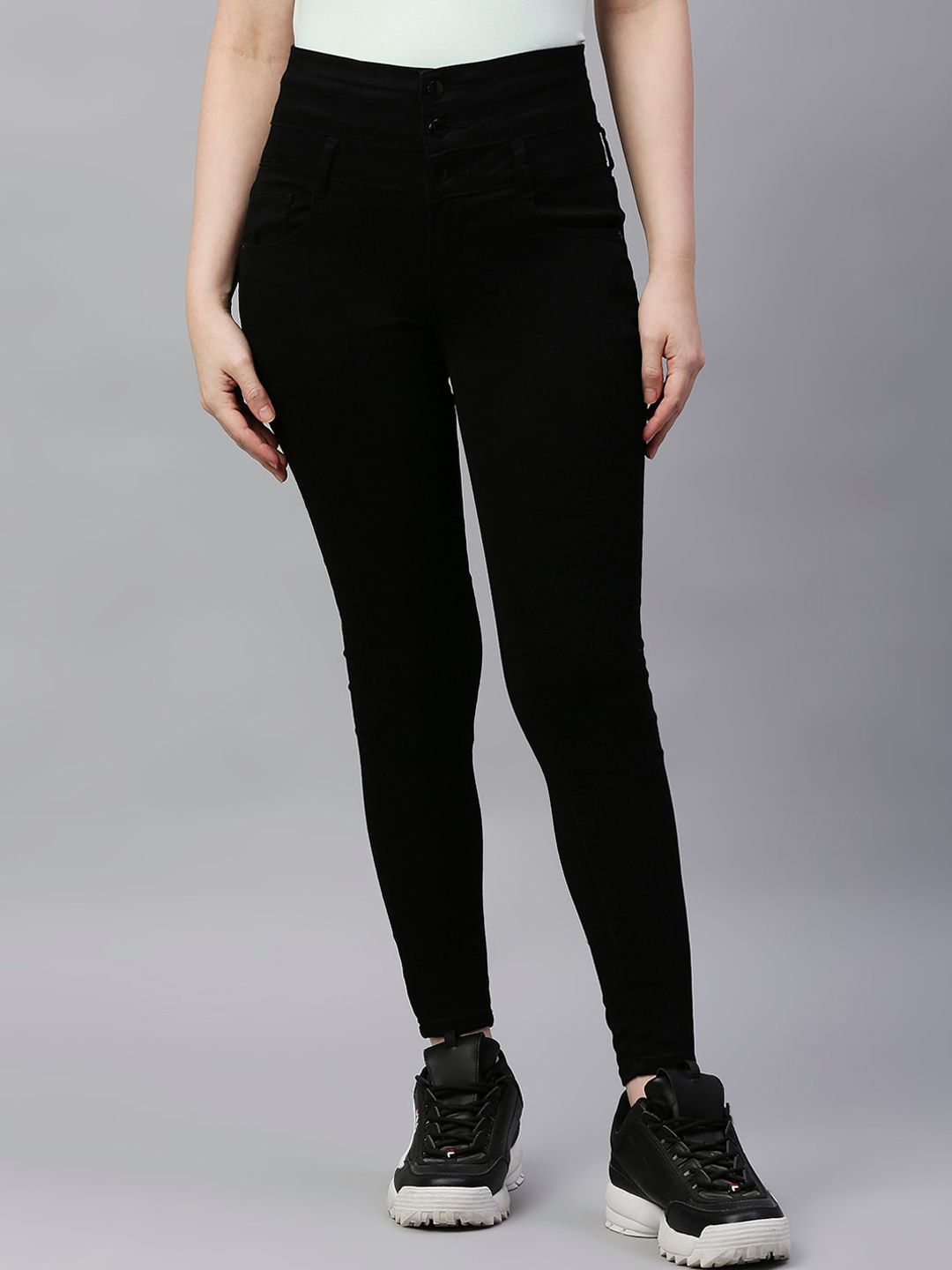 Kraus Jeans Women Black Super Skinny Fit High-Rise Stretchable Jeans Price in India