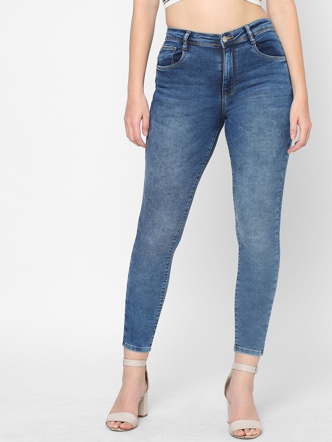 Kraus Jeans Women Blue Skinny Fit High-Rise Light Fade Jeans Price in India