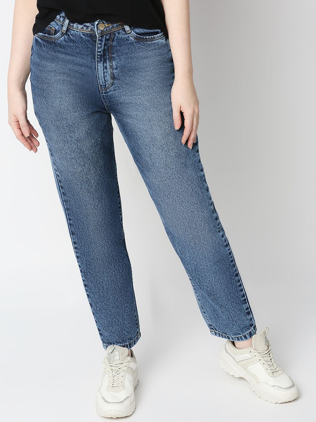 Kraus Jeans Women Blue High-Rise Mildly Distressed Light Fade Cotton Jeans Price in India