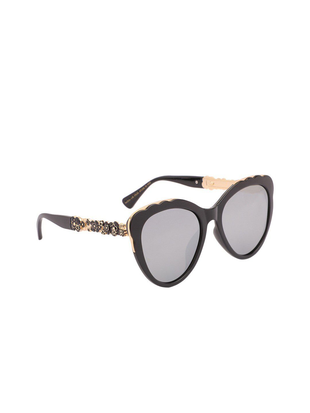 MARC LOUIS Women Grey Lens & Black Cateye Sunglasses with Polarised and UV Protected Lens Price in India