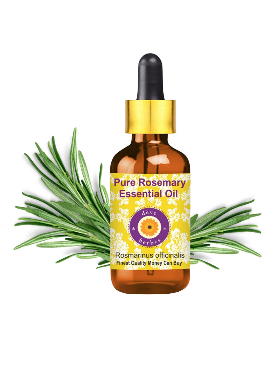 Deve Herbes Pure Rosemary Steam Distilled Essential Oil with Glass Dropper - 100 ml