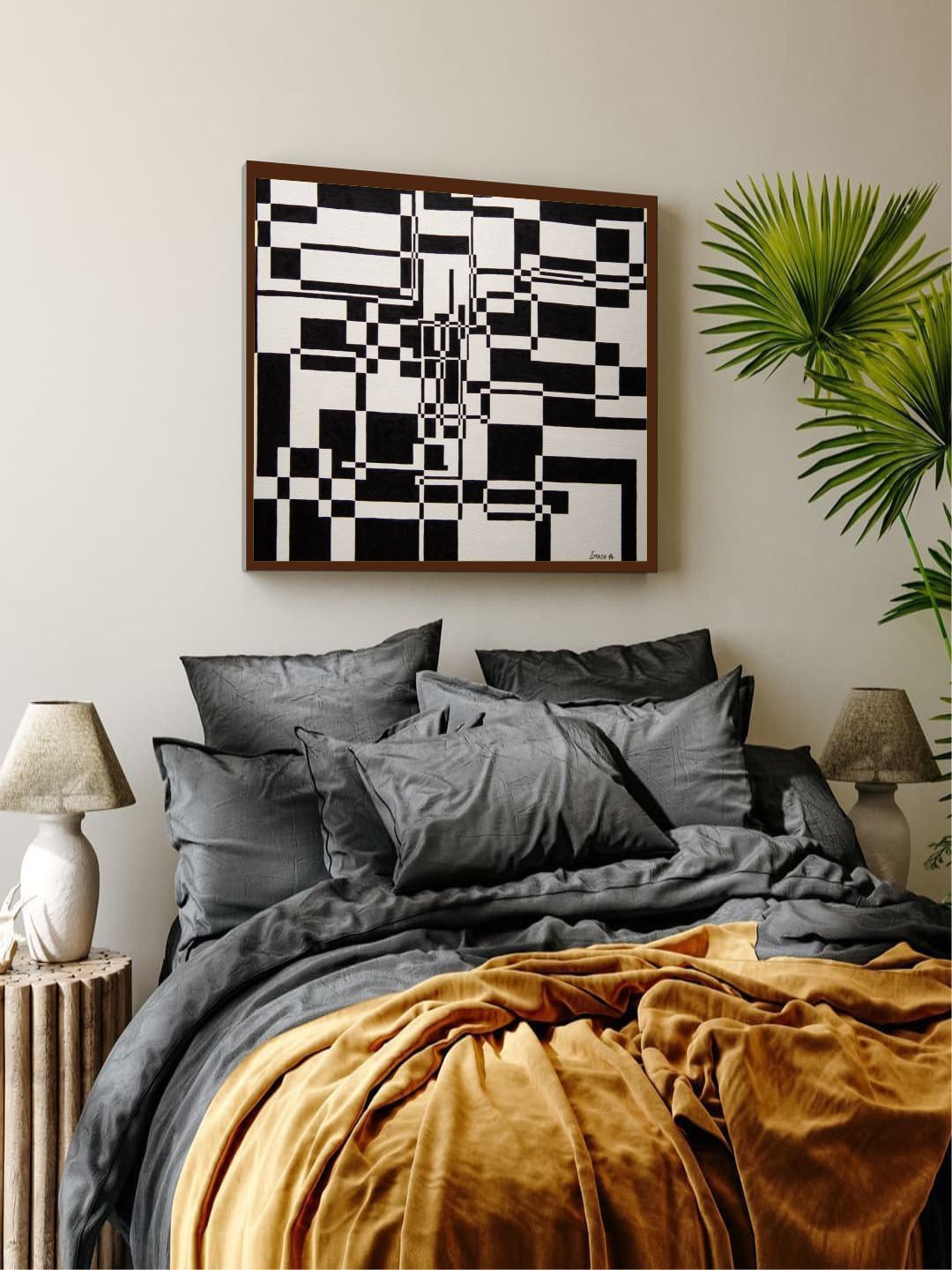 The Art House Black & White Abstract Painting Price in India