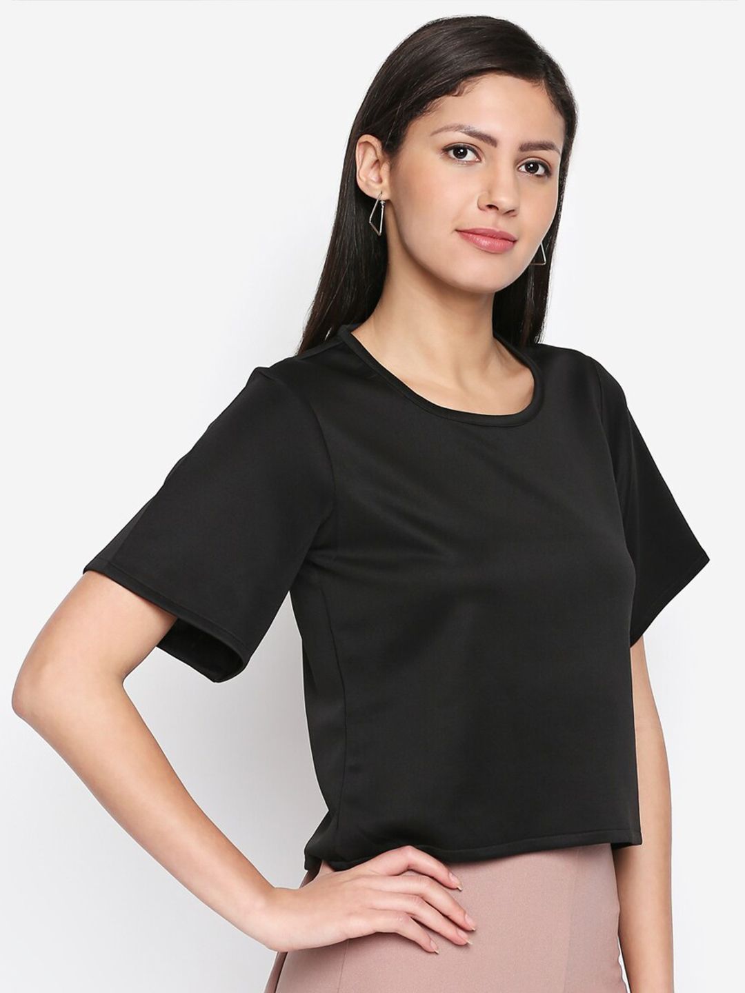 トップス aalliia Buy aaliya Black Monochrome Knitted Scuba Boxy Top - Tops for