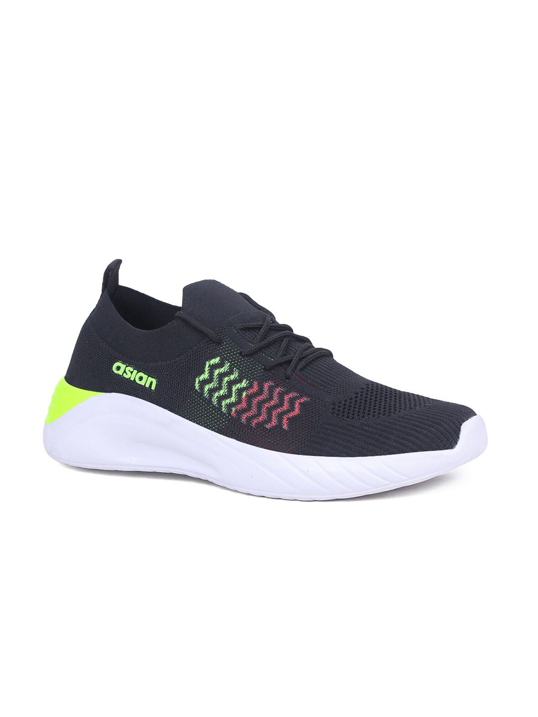 ASIAN Men Black Mesh Running Non-Marking Sports Shoes