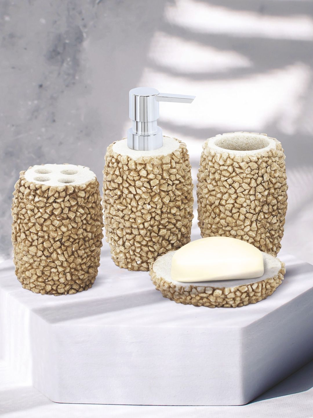 Obsessions Set of 4 Beige Bath Accessories Set Price in India