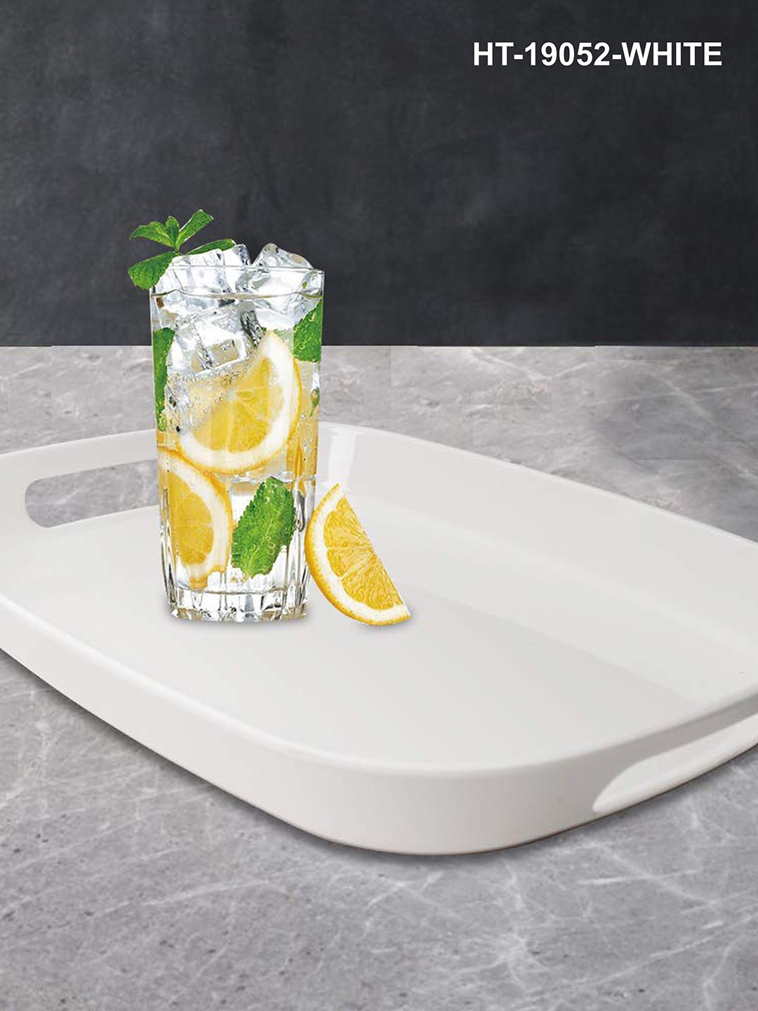 Stehlen White Melamine Oval Serving Tray with Handle Price in India