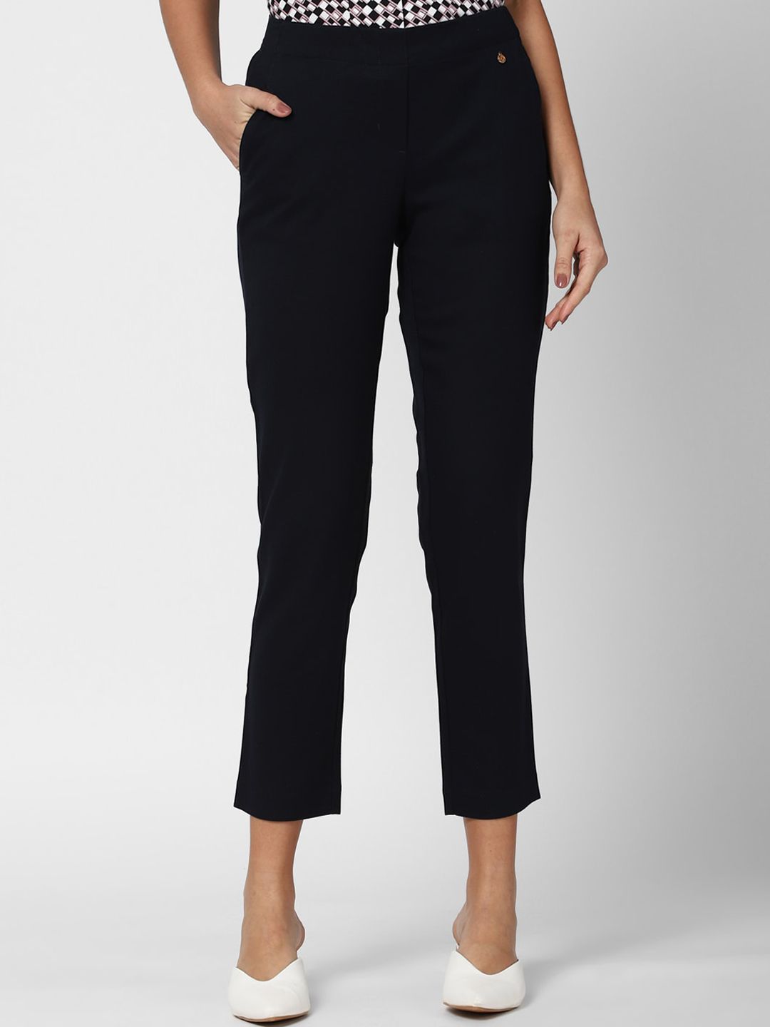 Van Heusen Woman Black Regular Trousers Price in India